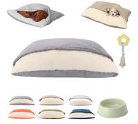 Snoozie Snuggle Burrow Bed, Snuggleburrow Calming Dog Cave Beds with Ultra-Soft Built-in Cover, Soft Plush Square Hooded Mats, Pet Sleeping Removable Washable Pad Bags for Pets (Gray,M (60 * 50cm))