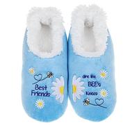 Snoozies! Pairables Bee Designs Pantoufles pour femme en polaire Sherpa super douce avec semelle antidérapante Tailles 36-42, Genoux Bee S, Medium