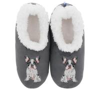Snoozies! Pairables Chaussons Bouledogue Français Femme Doublure Polaire Sherpa Semelles Antidérapantes Lavable en Machine Gris Frenchie, Frenchie, X-Large