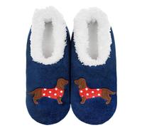 Snoozies! Pairables Chaussons en polaire Sherpa super doux avec semelle antidérapante pour femme, bleu, X-Large