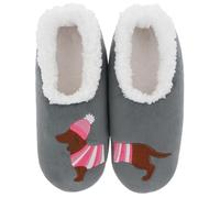 Snoozies Pairables Chaussons en polaire Sherpa super doux pour femme Tailles 36-42, Teckel rayé, Large