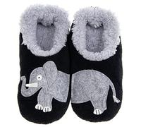 Snoozies! Pairables Chaussons pour femme en polaire Sherpa super douce avec semelle antidérapante Motif éléphant, gris, X-Large