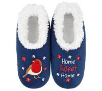 Snoozies Pairables Cosy Birds Chaussons en polaire Sherpa pour femme Tailles 36 à 42, Rouge-gorge, Medium