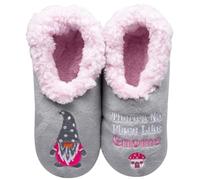 Snoozies! Pairables No Place Like Gnome, Pantoufles en polaire Sherpa super douce pour femme, semelle antidérapante - Tailles 36 à 40, gris clair, X-Large
