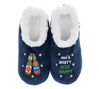 Snoozies Pairables Pantoufles super douces Sherpa pour homme - Beware Grumpy Old Man, bleu, Small