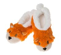 Snoozies! Pantoufles en polaire Sherpa pour femmes avec semelle antidérapante - Furry Foot Pals Motifs animaux - Chat noir, chien, souris ou cochon rose, renard, Small