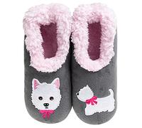 Snoozies Pantoufles Pairables en sherpa super doux pour femme - Westie, rose, Large