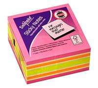 Snopake 11702 Cube de 450 notes adhésives Couleurs néon/assorties 76 x 76 mm 76mm x 76mm Pink Rainbow Neon Mix