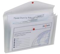Snopake 14966 Polyfile Trio Electra Lot de 5 porte-documents en polypropylène à bouton pression Poches transparentes Format papier ministre