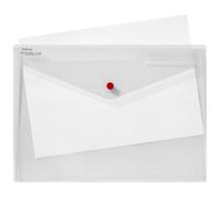 Snopake 15690 Polyfile Lot de 5 porte-documents Double pochette Bouton-pression Transparent