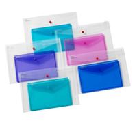 Snopake 15693 Polyfile Duo A4/A5 Twin Pochettes avec bouton-pression Transparent/Electra Couleurs assorties (Lot de 5)