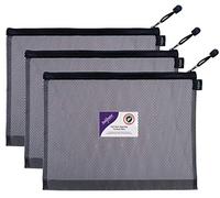 Snopake Lot de 3 pochettes zippées en maille EVA haute capacité Noir 362 x 275 mm
