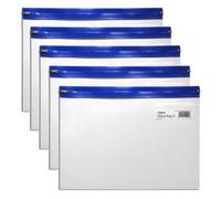 Snopake Lot de 5 pochettes zippées "S" Transparent/bleu 325 x 235 mm A4
