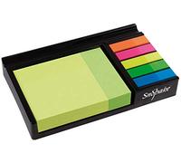 Snopake Mémo de bureau avec notes adhésives fluo et surligneurs plateau noir/couleurs assorties 15848, 76 mm x 76 mm