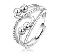 SNORSO Bagues anti-stress pour femmes et filles, anneaux rotatifs anti-stress avec perles, anneau de pouce ouvert réglable avec nœud celtique pour soulager l'anxiété, taille unique