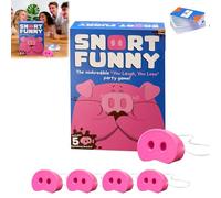 Snort Funny, Le Jeu de Fête Oinkcredible You Laugh You Lose, Défi No Laugh avec 5 Museaux de Cochon et Jetons de Boue, 150 Cartes, Amusant pour Réunion de Famille Amusante (1)
