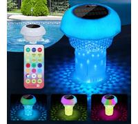 Snorthy Distributeur de Chlore Flottant avec 7 Lumière LED Diffuseur Chlore Piscine Solaire Flotteur Chlore Piscine Étanchéité IP68 Flotteur Piscine Chlore pour Piscine Jacuzzi Spa Décoration de fête