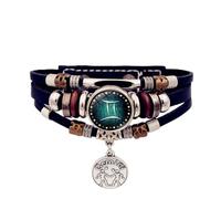 Snorvixre 12 Constellations Chaîne de Main Multicouche Signe du zodiaque Bracelet Simili Cuir Unisexe Accessoire pour un usage quotidien Signes du zodiaque Nocturne Bijoux Fantaisie, taille unique
