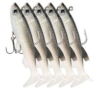 Snorvixre 2. Lot de 5 leurres de pêche souples avec têtes plombées Design queue pagaie pour eau douce et eau salée Appâts artificiels Appâts souples pour eau douce et eau salée Appareil