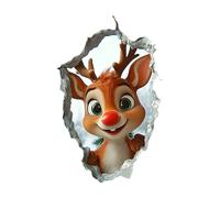 Snorvixre Autocollant mural 3D avec Père Noël et renne - Amovible - Décoration de Noël - Père Noël et renne