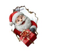 Snorvixre Autocollant mural 3D avec Père Noël et renne - Amovible - Décoration de Noël - Père Noël et renne