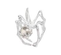 Snorvixre Bague d'araignée gothique punk avec pierre de lune mystérieuse, taille réglable pour femme, bijoux d'art sombre uniques, bagues réglables en pierre de lune - Bijoux minimalistes foncés