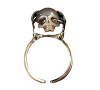 Snorvixre Bague Tête de Mort Réglable Bijoux Vintage en Alliage avec Perles Antiques pour Mode Gothique Tête de Mort Anneaux Unisexe Bijoux Cadeau