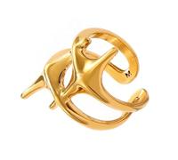 Snorvixre Bagues de luxe design étoile avec croix, exquis plaqué or / acier plaqué or / bague étoile pour une expression individuelle et un symbole de foi et de foi