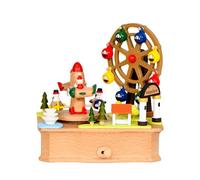 Snorvixre Boîte à musique en forme d'avion et de roue rotative, décoration de bureau en bois avec mélodies classiques pour fête de Noël, cadeau de fête, boîte à musique en avion rotatif