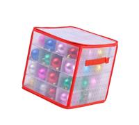 Snorvixre Boîte de rangement pour décoration de Noël avec fermeture éclair, planificateur avec 64 compartiments, conteneur en polypropylène compressible pour bijoux, petits objets, gain de place