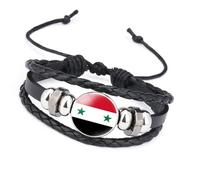 Snorvixre Bracelet noir fabriqué à la main avec des motifs de drapeaux syriens, parfait pour ceux qui aiment les bijoux à l'identité culturelle du Moyen-Orient, taille unique, comme décrit