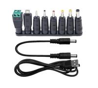 Snorvixre Câble d'alimentation USB vers USB avec 5, 5 x 2, 1 mm et 8 pointes d'adaptateur pour une alimentation fiable dans n'importe quel environnement, câble de charge, adaptateur compatible avec