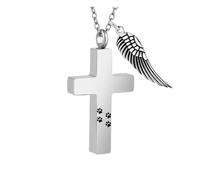 Snorvixre Collier souvenir pour animal de compagnie - Chaîne réglable - Urne croisée - Bijoux - Médaillon commémoratif pour chiens, chats, cendres, fourrures, rangement, monument pour animaux de