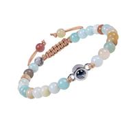 Snorvixre Élégant bracelet avec 100 langues « Je t'aime » avec projection en cristal, pierre mate, portable pour anniversaires, bijoux de couple, taille unique, comme décrit