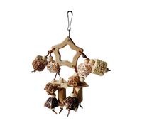 Snorvixre Jouet à mâcher pour cage à oiseaux, avec manchons de fruits et rouleaux d'herbe pour la santé du bec, la recherche de nourriture, accessoire d'activité décoratif pour cage à oiseaux