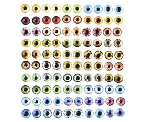 Snorvixre Lot de 100 pendentifs en forme d'yeux aléatoires pour accessoires faits à la main, cabochons en verre, accessoires de bijoux, 6mm, comme décrit