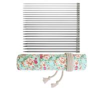 Snorvixre Lot de 11 paires d'aiguilles à tricoter à pointe unique en acier inoxydable avec étui 25,0 cm, droites pour débutants