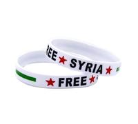 Snorvixre Lot de 2 bracelets robustes en silicone avec drapeaux syriens, bracelets souples et imperméables pour les amateurs de paix, bracelet robuste et étanche