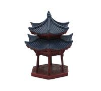 Snorvixre Pavillon hexagonal traditionnel - Décoration d'aquarium - Double niveau - Résine - Décoration artisanale pour hôtel - Scènes de table - Décoration de paysage
