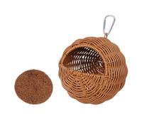 Snorvixre Petit nid d'oiseau tressé en plastique - Maison en rotin artificiel - Accessoire de cage avec rembourrage pour perruches, pinsons, abri sûr, nid en rotin artificiel pour perroquets