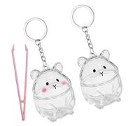 Snorvixre Porte-clés de voyage transparent pour ranger les poils de hamster, ramasse-poils de petits animaux, étui de conservation de stockage en plastique sûr, porte-clés souvenir de poils de hamster