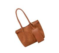 Snorvixre Sac à bandoulière multi-usages en daim texturé, grand espace de rangement, portefeuille esthétique coréen, sac à main de travail, poche sous les bras, Jaune/marron