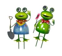 Snorvixre Sculptures de grenouille en fer inoxydable pour jardins cour extérieure cadeaux d'art fête des mères ou grands-parents grenouilles décoratives en fer jardins