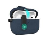 Snorvixre Serrure de sécurité pour écouteurs sans fil Coque résistante aux chocs Étui de protection entièrement rabattable Étui de protection en caoutchouc avec support de téléphone Clip de