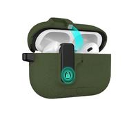 Snorvixre Serrure de sécurité pour écouteurs sans fil - Coque résistante aux chocs - Étui de protection entièrement rabattable en caoutchouc avec support de téléphone - Clip de verrouillage en TPU