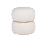 SNOVIK - Pouf Rond en Tissu Bouclé Blanc Ceinturé en MDF - Altobuy Blanc G