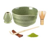 Snovire Coffret Matcha, Kit Matcha de 5 Pièces Comprenant Bol à Matcha, Fouet à Matcha, Support pour Fouet, Cuillère en Bambou, Porte-cuillère, Ensemble de Thé Japonais pour les Amateurs de Matcha