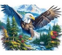 Snow Aigle Royal Volant Montagne 300 Pièces Puzzle Adolescent en Carton Anti-Déchirure Faune Sauvage Difficulté Moyenne Activité Éducative Passe-Temps Petit Prix Pas Cher Premium 300 PCS