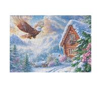 Snow Aigle Volant en Montagne 300 Pièces Puzzle Collectionneur en Carton Rigide sans Déformation Raptor Cabin Pine Très Difficile Motif Complexe Décoration Murale Qualité Premium 300 PCS