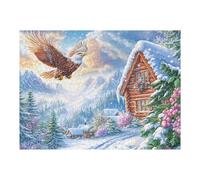 Snow Aigle Volant en Montagne 500 Pieces Casse-tête Expert Confirmé en Carton sans Déformation Raptor Cabin Pine Très Difficile Niveau Expert Jeu De Société Collection Cadeau Premium 500 PCS